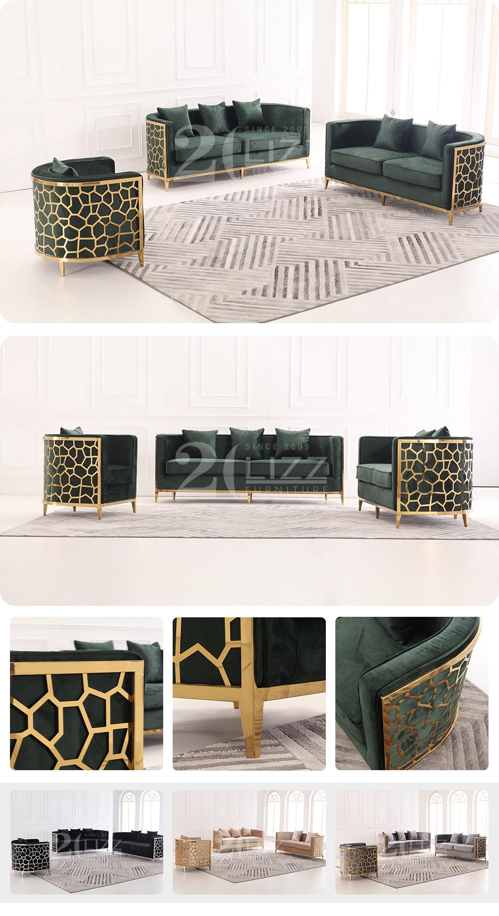 Luxury Metal Velvet Sofa Set Modern Home Furniture Office Sofa Sets in Foshan China