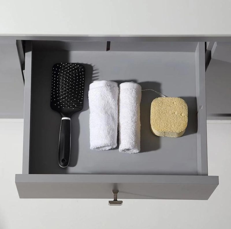 Simple Grey Marble Countertop Solid Wood Bathroom Cabinet