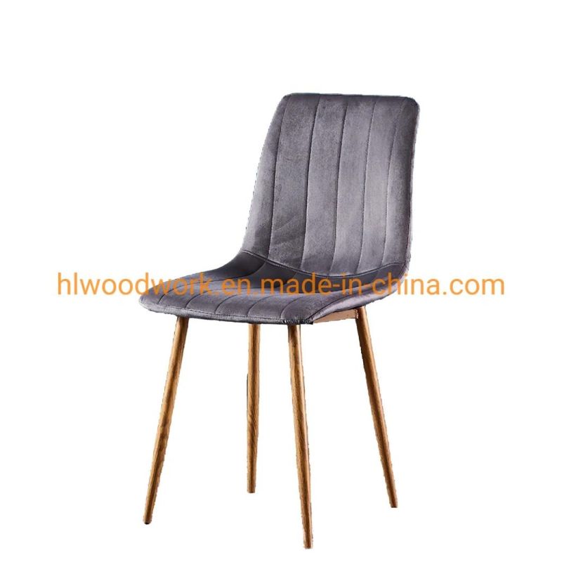 Upholstered Modern Velvet Fabric Black Metal Legs Dining Room Chair Retro Stylish Home Furniture Fabric Dinner Chair Kitchen Dining Chairs