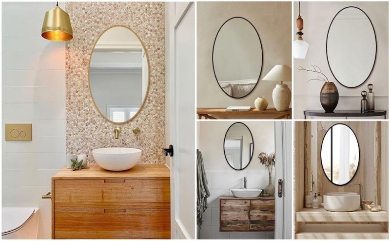 Oval Mirror for Bathroom, 24” X36” Vanity Mirror Wall Mounted Mirror with Silver Metal Framed for Bathroom, Living Room, Entryway