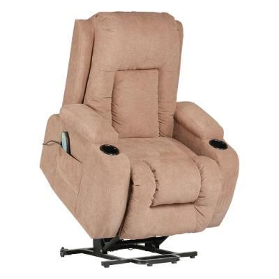 Living Room Home Furniture Luxury Velvet Fabric Sofa Lift Chair Recliner with Cup Holder for The Elderly