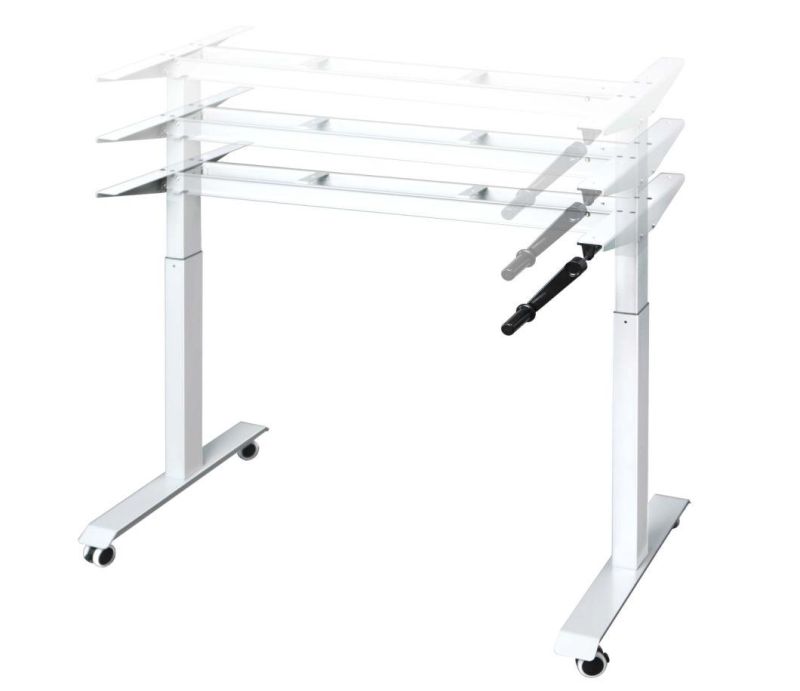 White Wholesale Furniture Hand Crank Height Adjustable Desk Frame