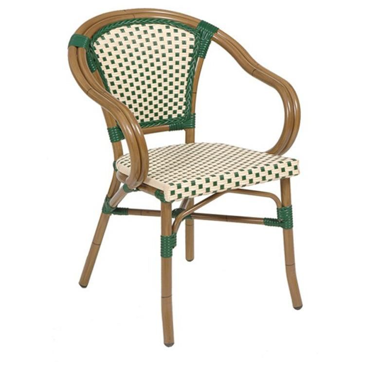 Modern Simplicity Stackable Restaurant Furniture Rattan Chairs with Armrests