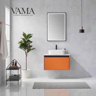 Vama 800mm Modern Orange Melamine Bathroom Vanity Cabinet Furniture 793031