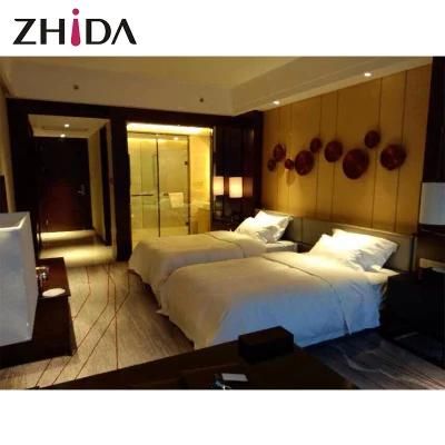 Foshan Factory Zhida Modern Design Custom Made 4 Star Commercial Hotel Bedroom Furniture Wooden King Size Bed for Hotel Project