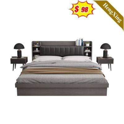 Home Hotel Bedroom Wood Furniture Set Leather Upholstered Gas Lift Double Storage Bed