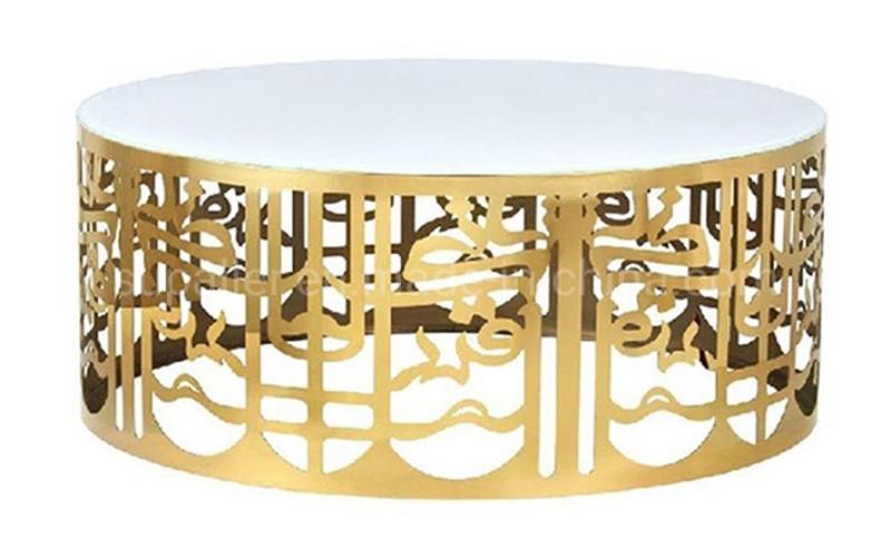 Wholesale Gold Steel Base MDF Storage Coffee Table