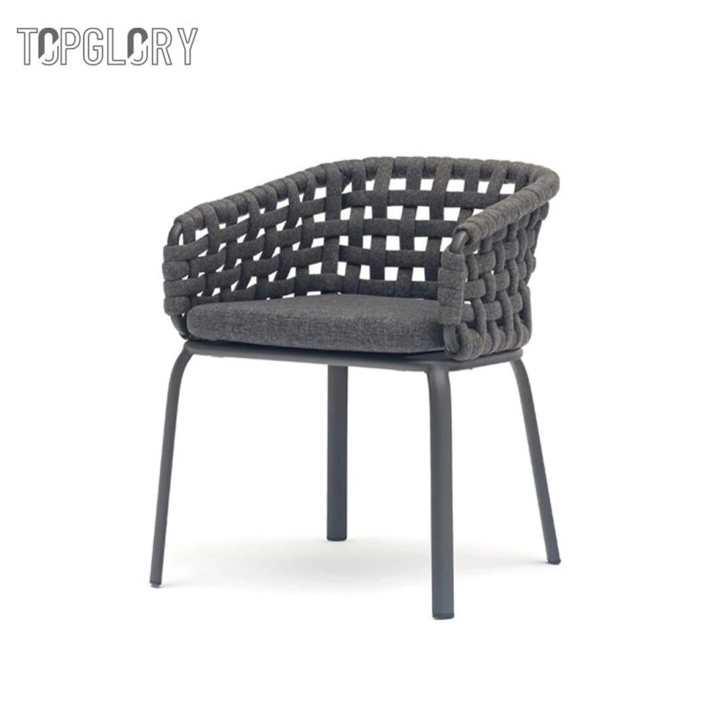 Outdoor Garden Rattan Furniture PVC Rubber Webbing Weaving Dining Table and Chairs for 6 People Seater