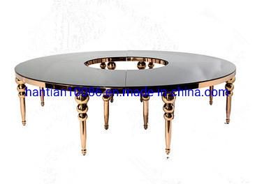 Rose Gold Stainless Steel Hot Selling Tempered Glass Wedding Table for Event