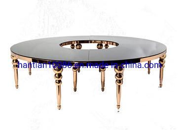Rose Gold Stainless Steel Hot Selling Tempered Glass Wedding Table for Event