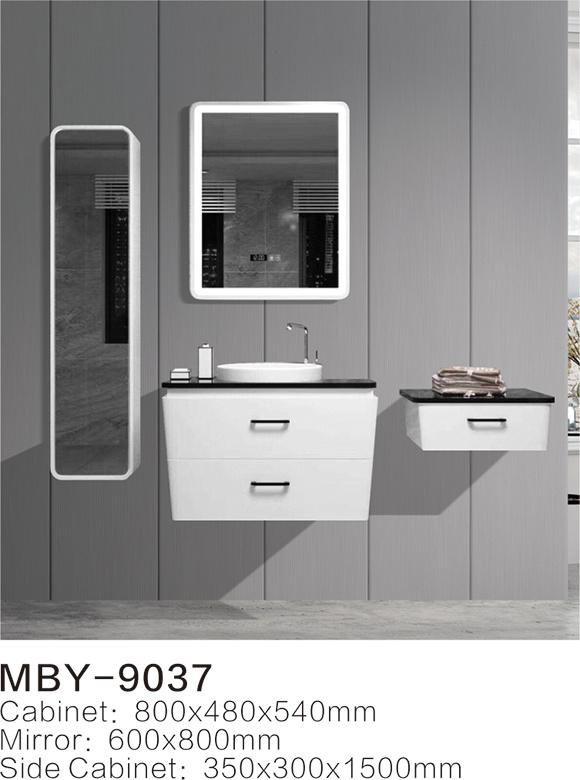 Hotel Modern Waterproof PVC Wall Mounted Bathroom Vanity with Side Cabinet