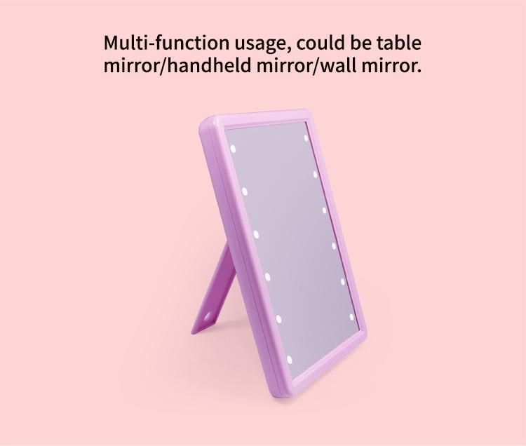 Square Plastic Folding Makeup Mirror LED Lighted Standing/Wall Hanging Mirror