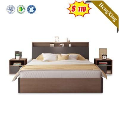 Dark Gray Color Modern Design Melamine Laminated Bedroom Furniture Wooden Storage Beds