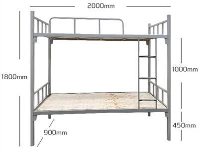 Dormitory Double Beds Metal Steel Furniture Bunk Bed with Guardrail