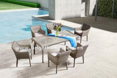 Factory Supply Aluminium PE Rattan Dining Chair and Table Outdoor Furniture