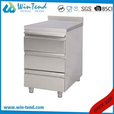 Stainless Steel Storage Cabinet Design with 3 Drawers and Backsplash