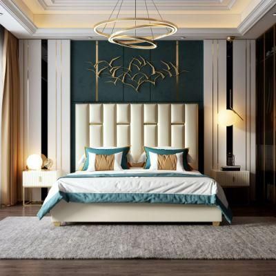 Modern Italy Style Multicolor Home Furniture Wood Frame Double King Size Leather Bed