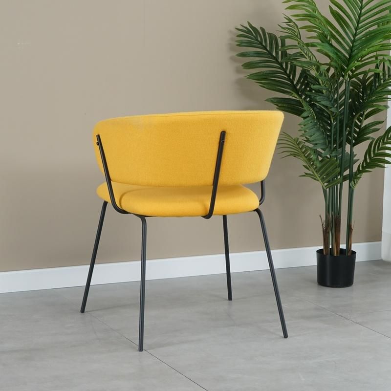 Simple High Quality Yellow Ring Back Fabric Leisure Velvet Modern Living Room Chair with Black or Gold Chair
