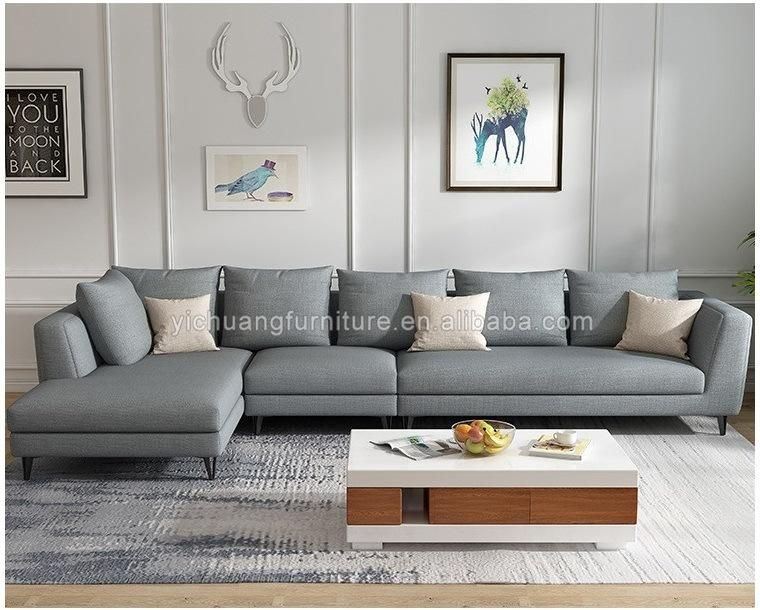 Home Furniture Modern Sofa Linen Fabric Gray Couch Living Room Furniture