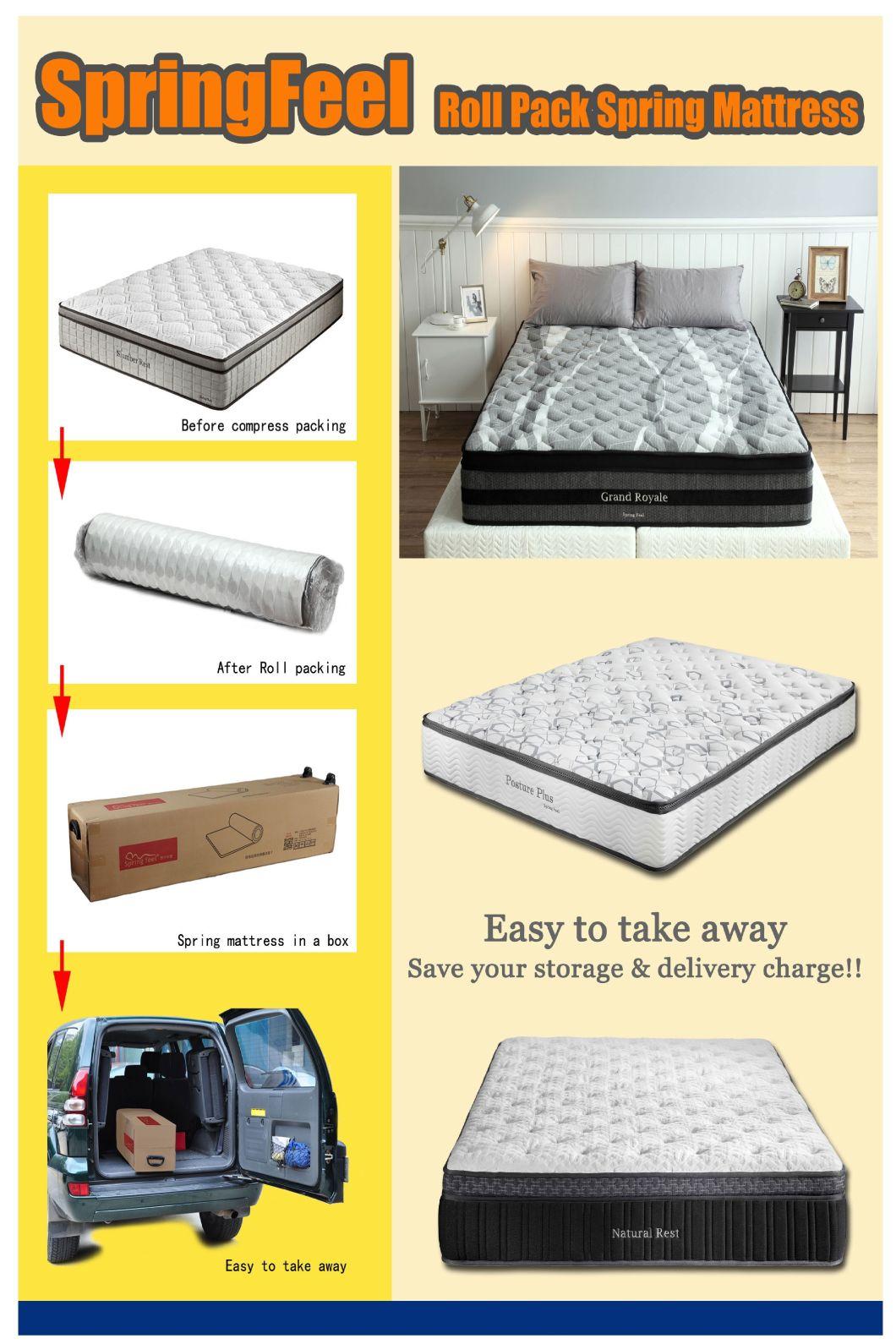 Customized Modern Euro Top Gel Memory Foam Pocket Spring Mattress with Latex Eb15-18 Queen Size