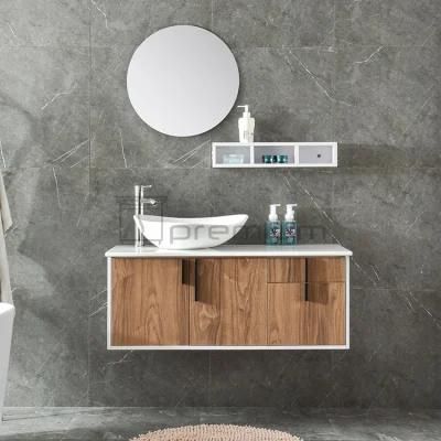 Wholesale Wall Mounted Single Ceramic Basin Bathroom Cabinet Set Modern Cabinet Furniture LED Mirror Bathroom Home Furniture