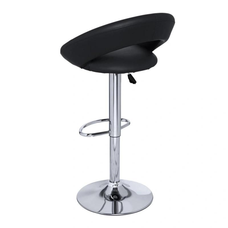 Breakfast Kitchen Counter Adjustable Swivel Height Gas Lift PU Matte Leather Bar Stool with Simple Elegant Footrest Bar Chair