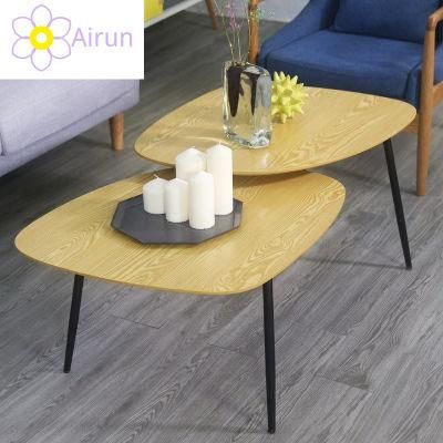 Simple Design Wood Top Metal Frame Coffee Table