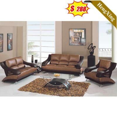 Foshan Hot Sale Classic Nordic Design Living Room Sofas Office Dark Brown Color PU Genuine Leather Fabric 1/2/3 Seat Sofa