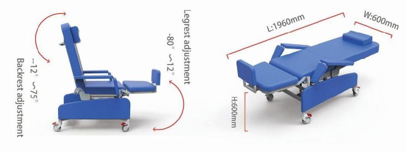 Factory Clinic Medical Therapy Manual Dialysis Chair Hospital Use Blood Donation Chair