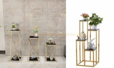 Modern Hotel Hall Display New Elegant Tall Gold Metal Flower Stand for Wedding Table Centerpiece Decoration