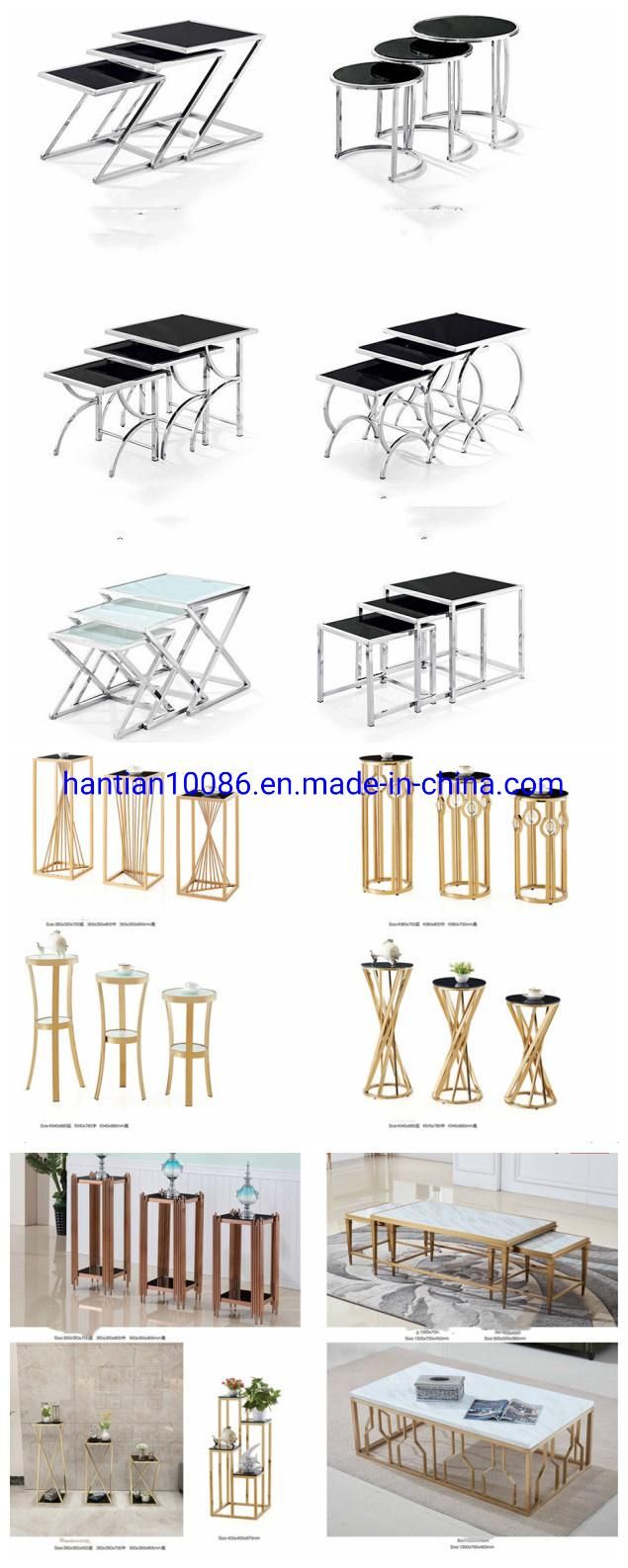 Romantic Rose Gold Wedding Hall Stainless Steel Dining Table and Chair Sets