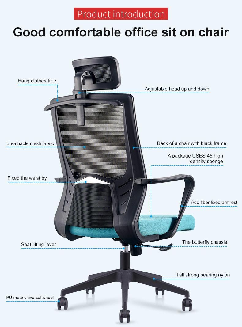 Direct Manufacturer Fixed Armrest Adjustable Headrest Mesh Executive Ergonomic Office Chair in Stock