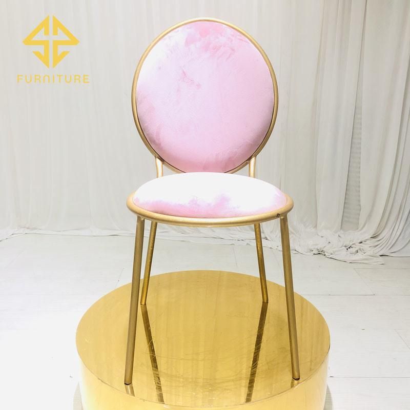 Elegant Event Furniture Velvet Fabric Seat Pink Dining Chair