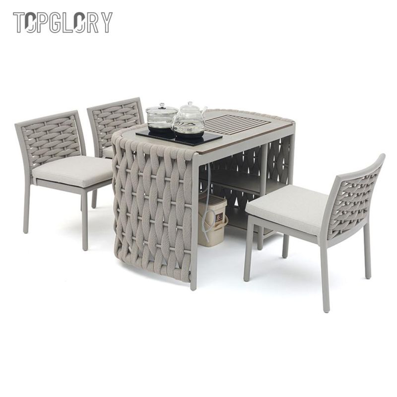 Modern Design Outdoor Patio Garden Furniture Aluminum Tube Rope Weave Table and Chair