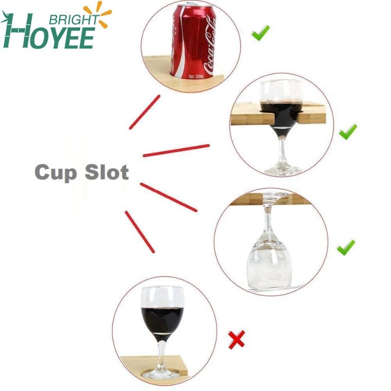 Folding Portable Bamboo Wine Glasses & Bottle Outdoor Wine Picnic Table