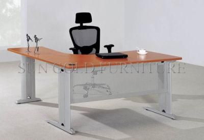 Factory Cheap Popular L Bureau Shape Office Table Computer Desk with Steel Leg