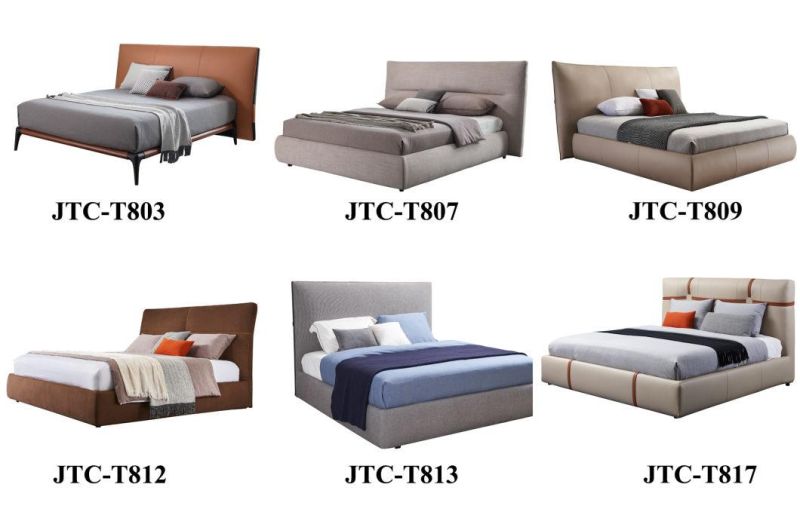 Modern Luxury Wooden Cloth 1.5m Double Flat King Bed