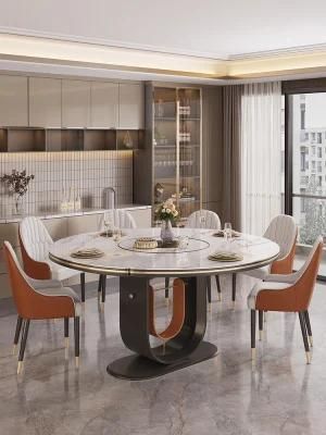 Slate Dining Table Telescopic Table Home Dining Table and Chair Combination with Turntable Small Apartment Square Table Round Table