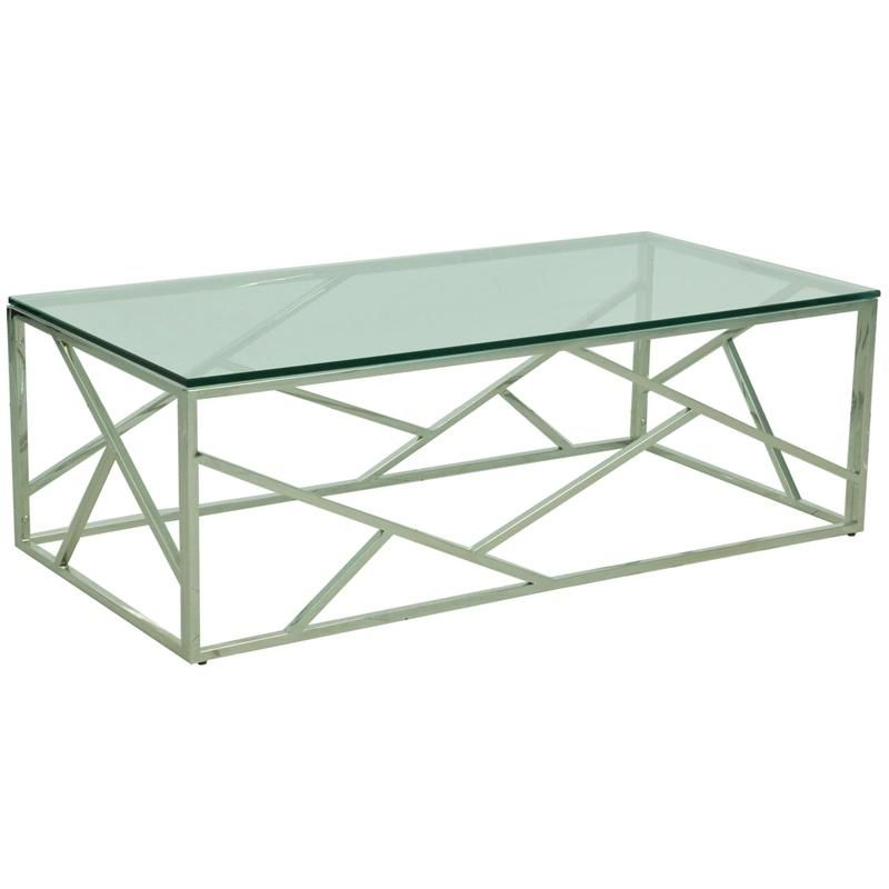 Modern Glass Top Center Design Coffee Table with Stainless Steel Legs