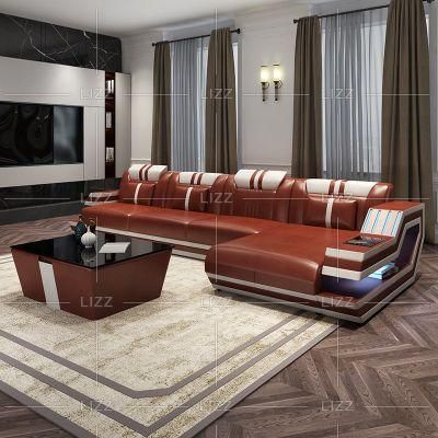 Modern Contemporary Designer Solid Wood Living Room Furniture Luxury Geniue Leather L Shape Corner Sofa