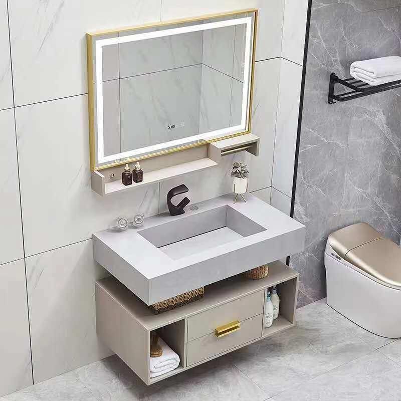 2020 Latest Italy Modern Wall Mounted Wood Hotel Bathroom Furniture