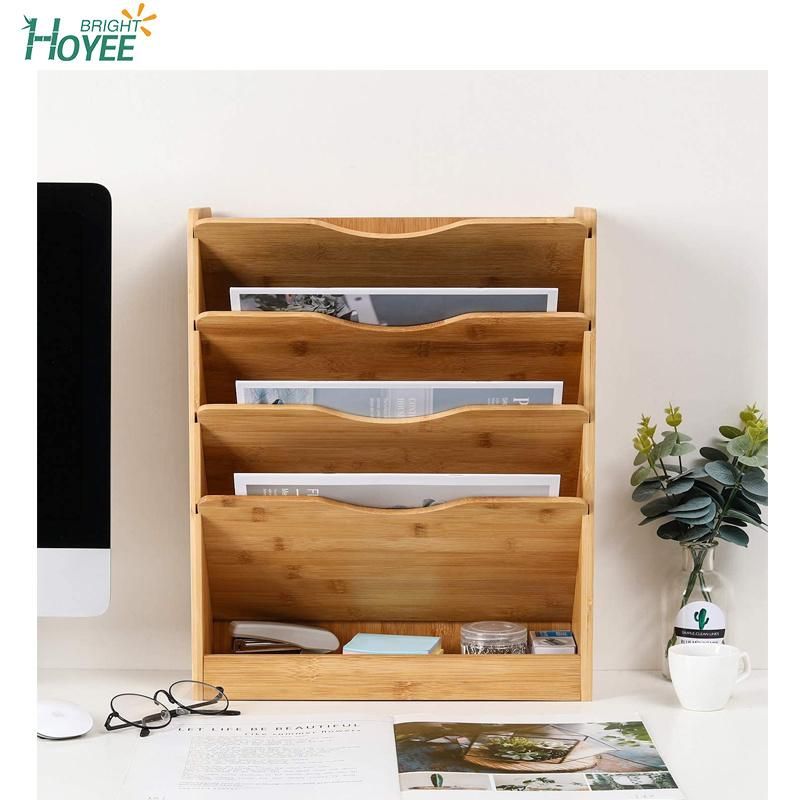 Natural 5 Tier Hanging Bamboo Wall Magazine Rack