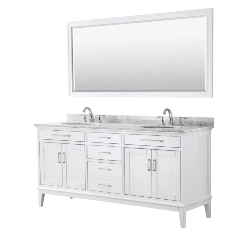 China Factory Wholesale Modrern Light Luxury 72" Double Bathroom Vanity-White