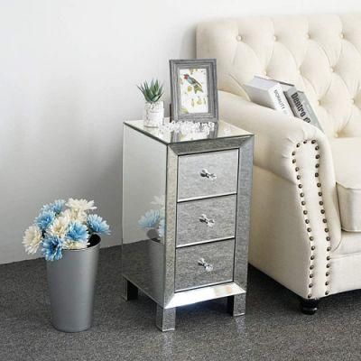 Mirrored Nightstand Sliver End Tables Bedside Table for Bedroom
