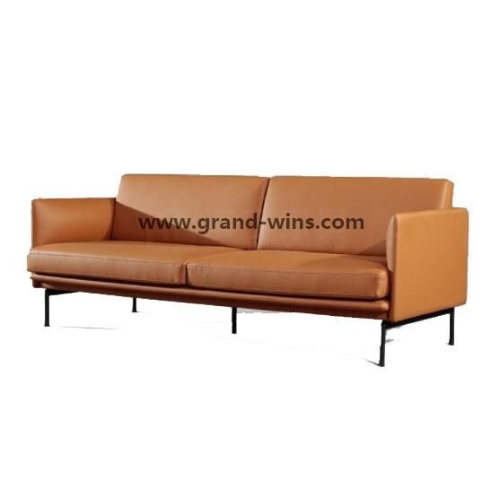 Modern Hotel Reception Office Living Room Furniture Double Leather Sofa