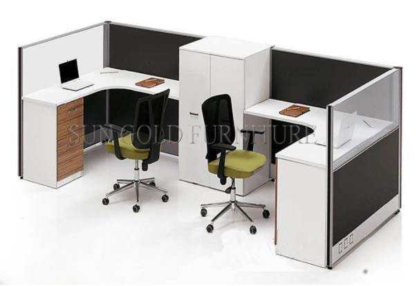 L Shape 2 Person Office Table, Office Desk with Cabinet, Office Work Table