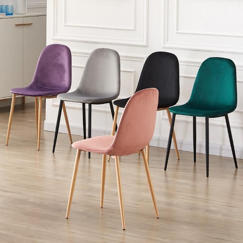 Modern Factory Price Colorful General Home Dining Room Coffee Furniture Metal Legs Fabric Seat Dining Chair