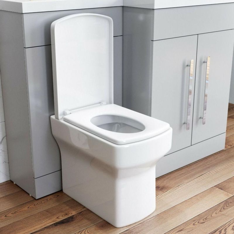 Bathroom Sink Vanity Unit Grey Cabinet with Square Toilet Storage Furniture