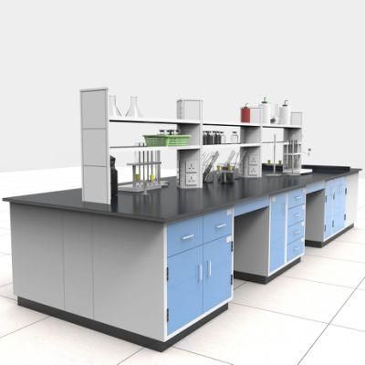 Biological Wood and Steel Laboratory Table Bench, Chemistry Wood and Steel Chemistry Lab Furniture/