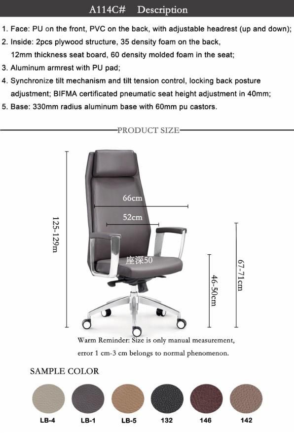 2020 Modern PU Leather Executive Office Chair Dining Chair with Armrest